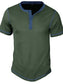 Men's Full Size Contrast Stitch Henley Polo Shirt Plus Size nicholesgifts