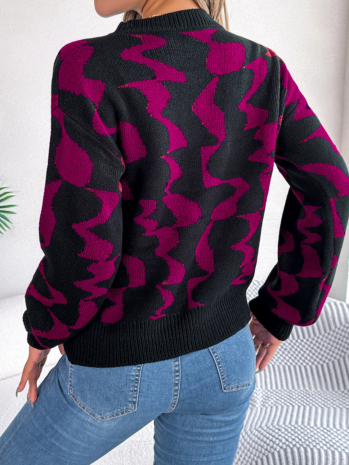 Round Neck Long Sleeve Sweater nicholesgifts