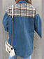 Plaid Pocketed Button Up Denim Jacket nicholesgifts
