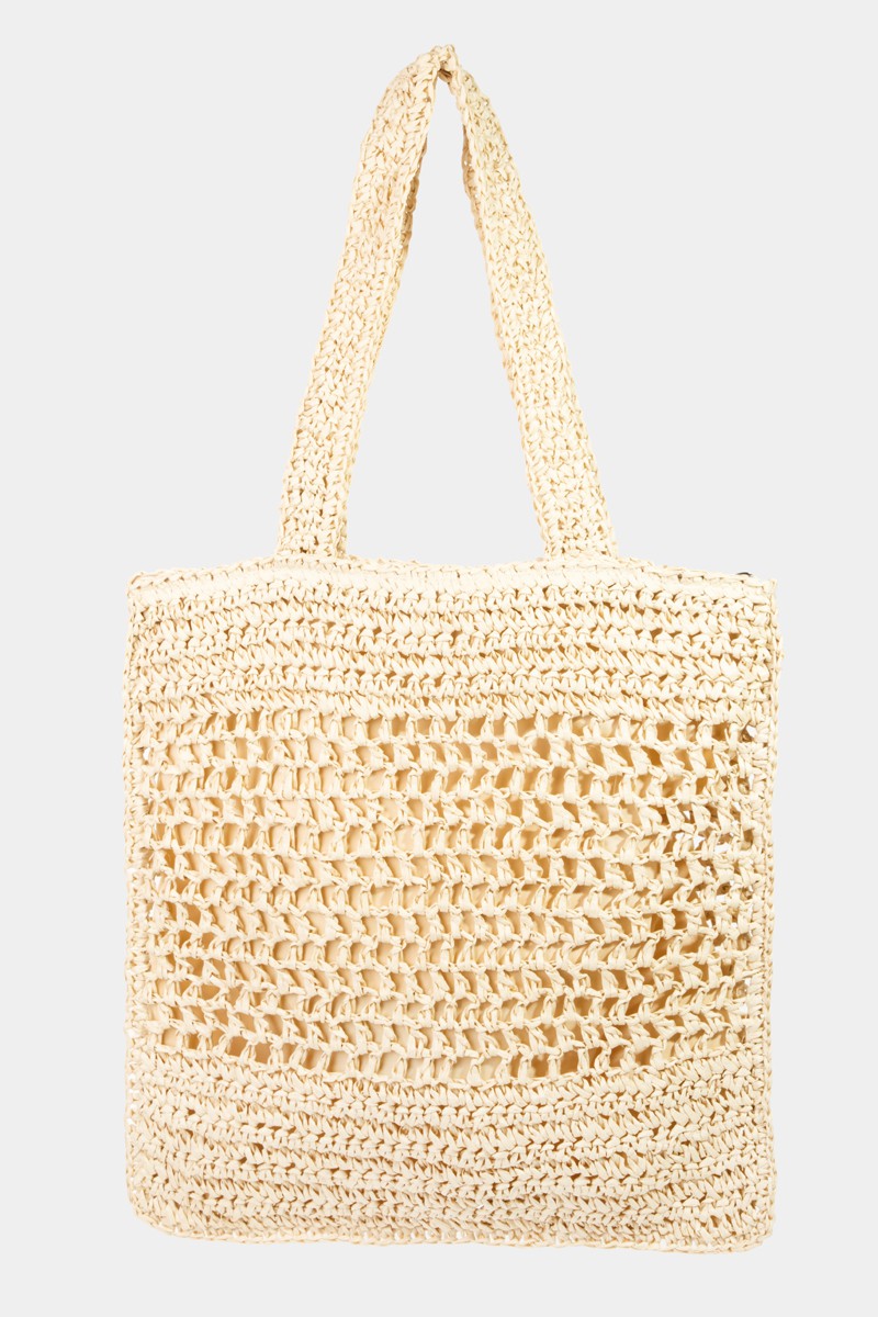 Women Fame Straw-Paper Crochet Tote Bag nicholesgifts