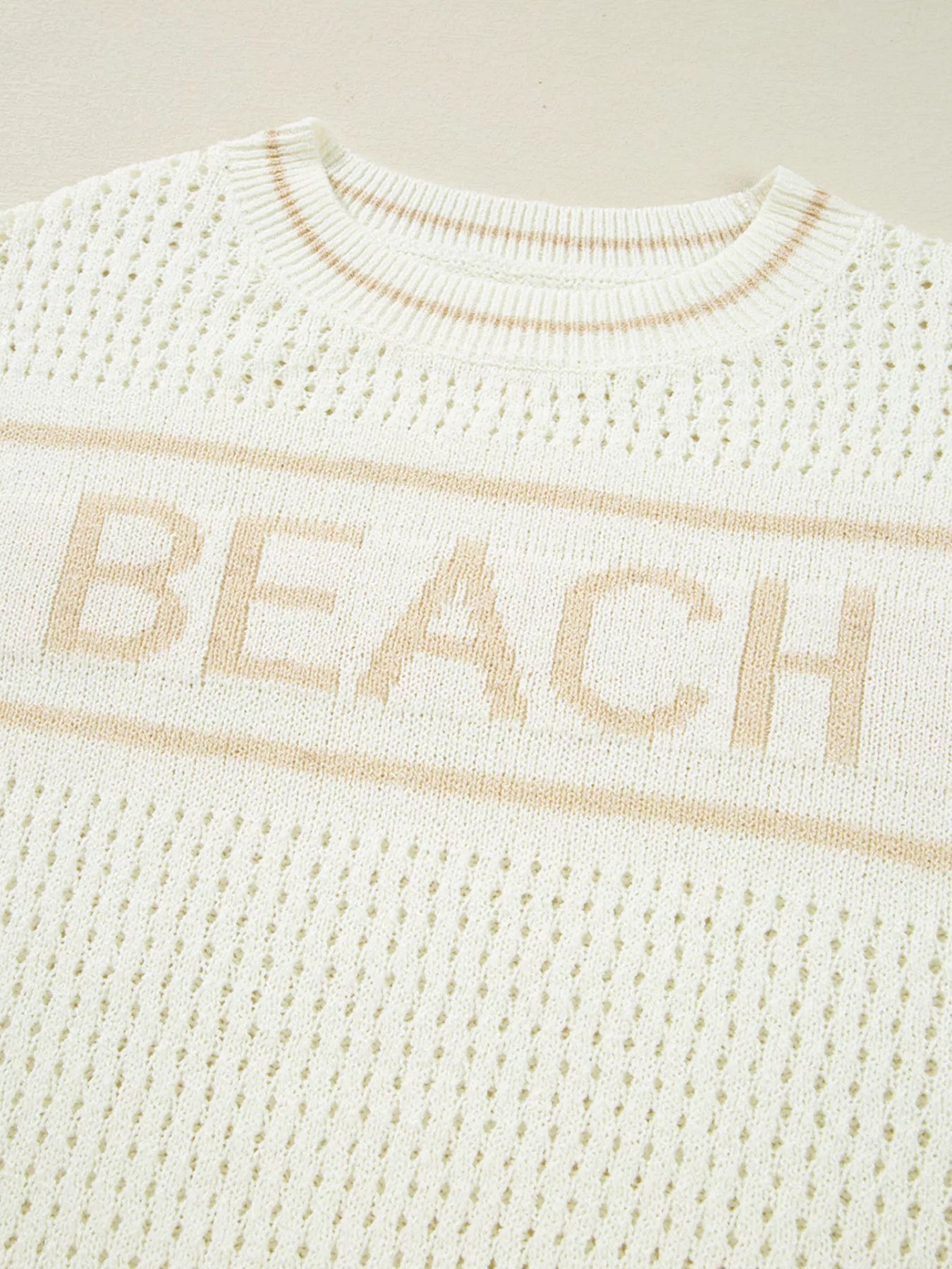 BEACH Hollow Out Knitted Lightweight Dolman Sweater