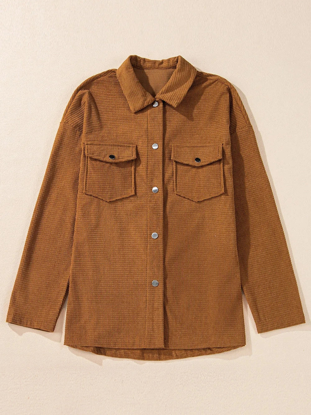 Pocketed Snap Down Long Sleeve Jacket