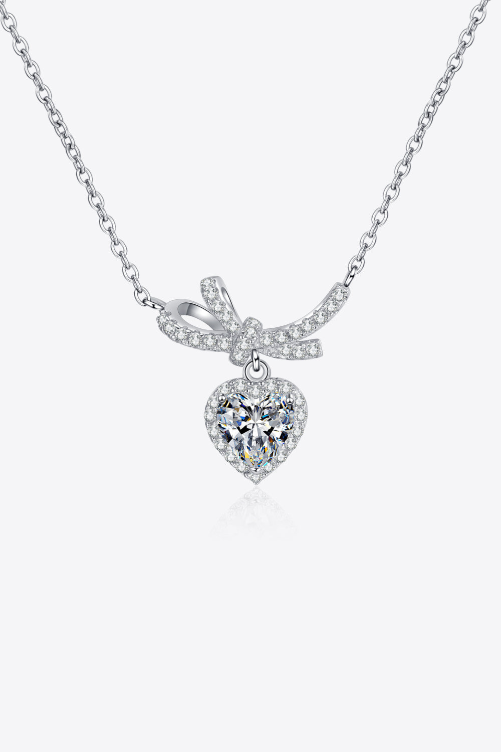 1 Carat Moissanite Heart Pendant Necklace Trendsi