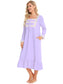 Lace Detail Square Neck Flounce Sleeve Night Dress nicholesgifts