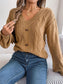 Cable-Knit Buttoned V-Neck Sweater nicholesgifts