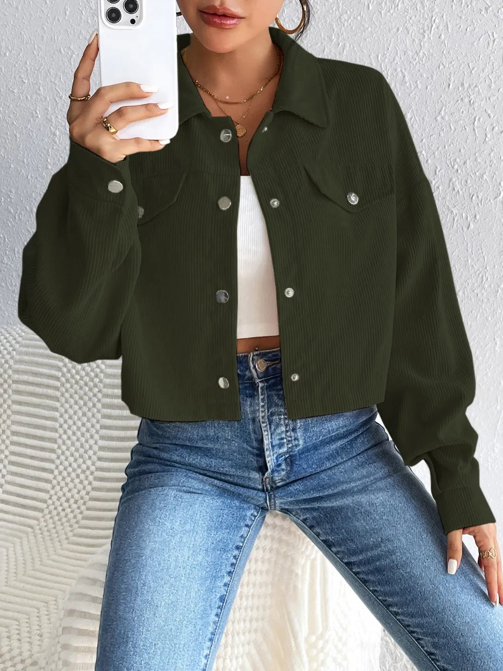 Honey Snap Down Long Sleeve Jacket nicholesgifts