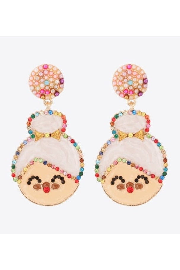 Rhinestone Alloy Mrs. Claus Earrings nicholesgifts