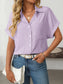 Mandy Pocketed Striped Collared Neck Short Sleeve Shirt nicholesgifts