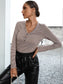 Ivy Lane Striped Buttoned V-Neck Long Sleeve Top nicholesgifts