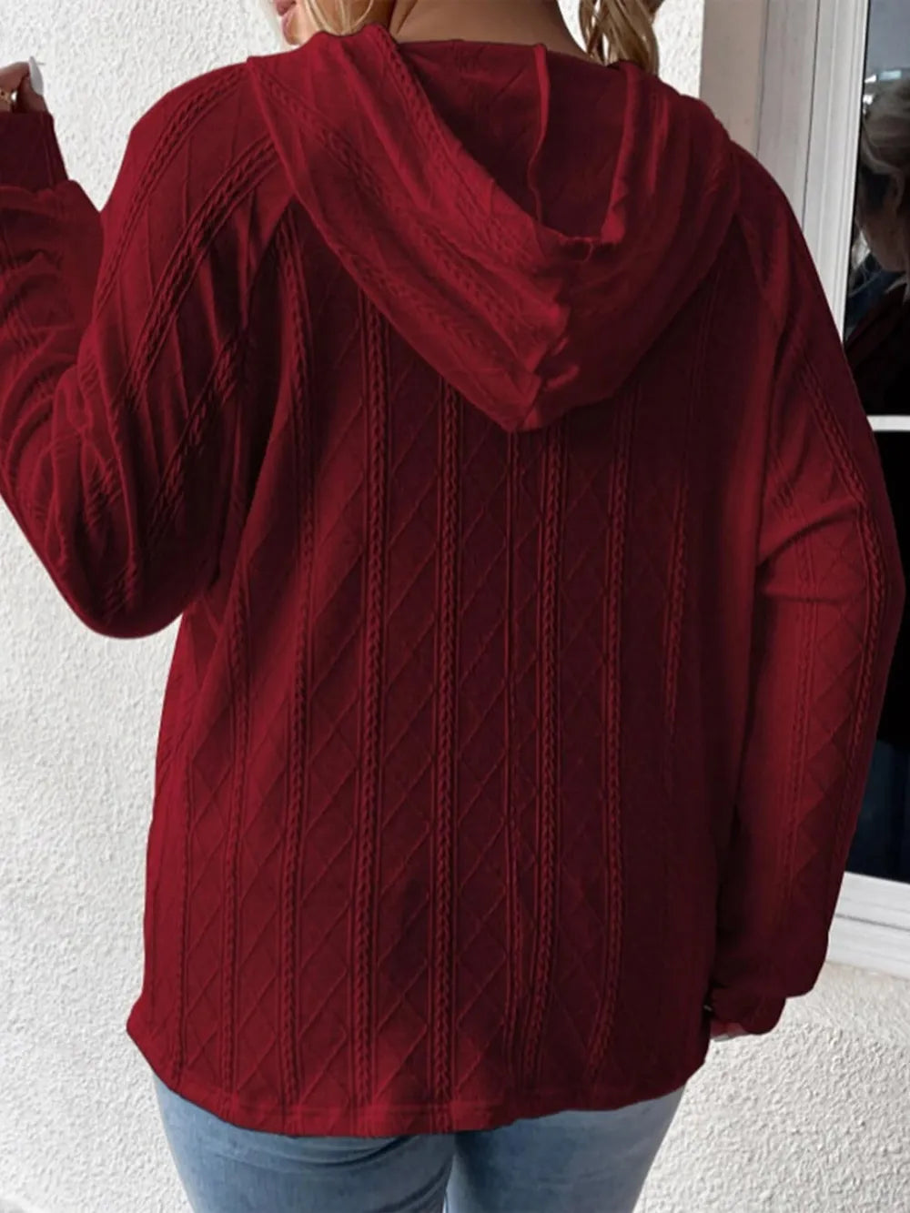 Full Size Drawstring Long Sleeve Hoodie Trendsi