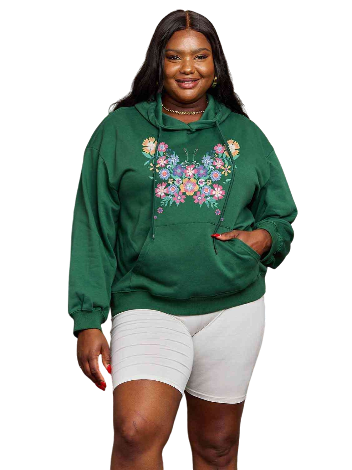 Women Simply Love Full Size Floral Butterfly Graphic Hoodie - NicholesGifts