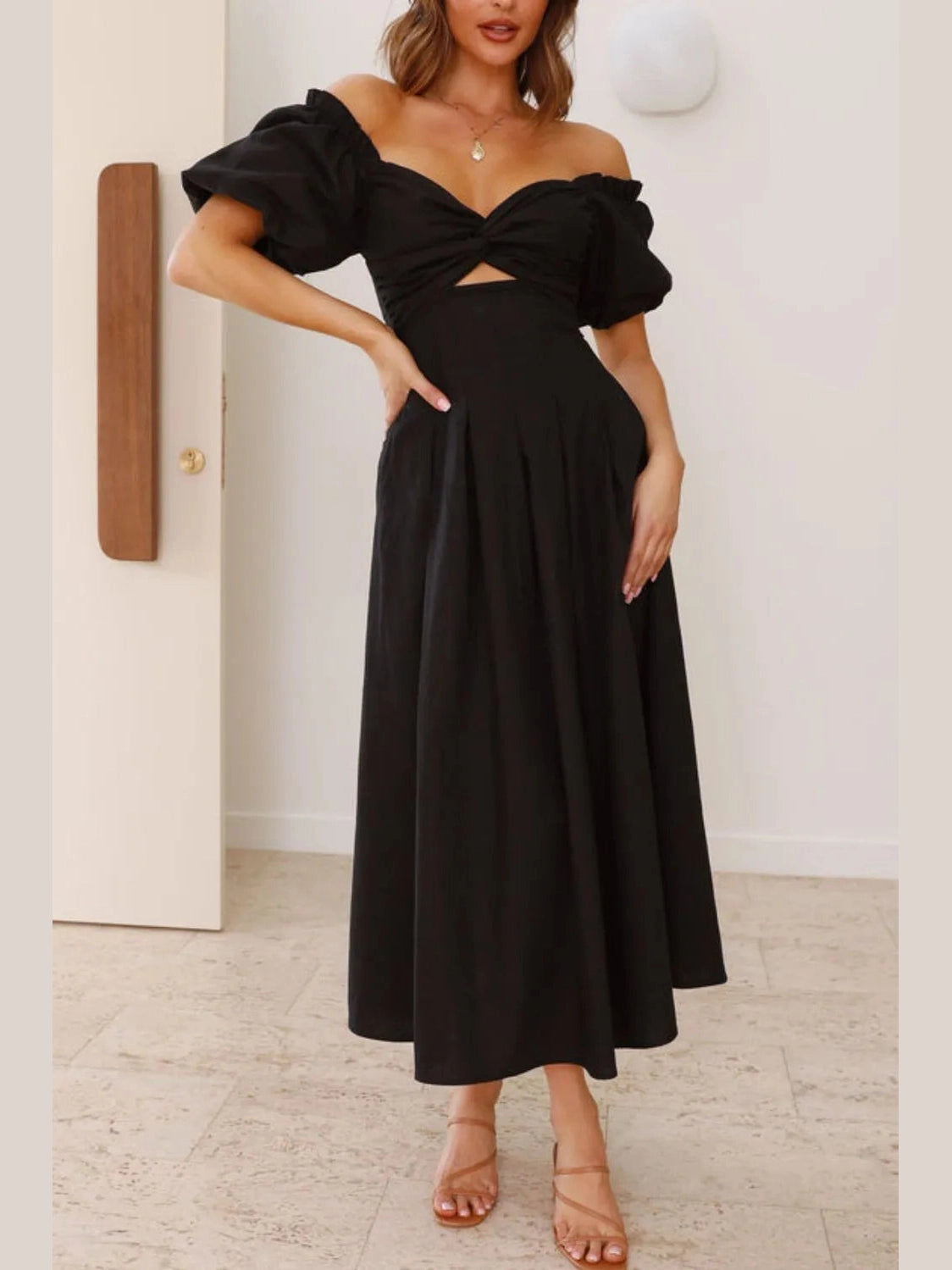 Sweetheart Neck Puff Sleeve Dress NicholesGifts