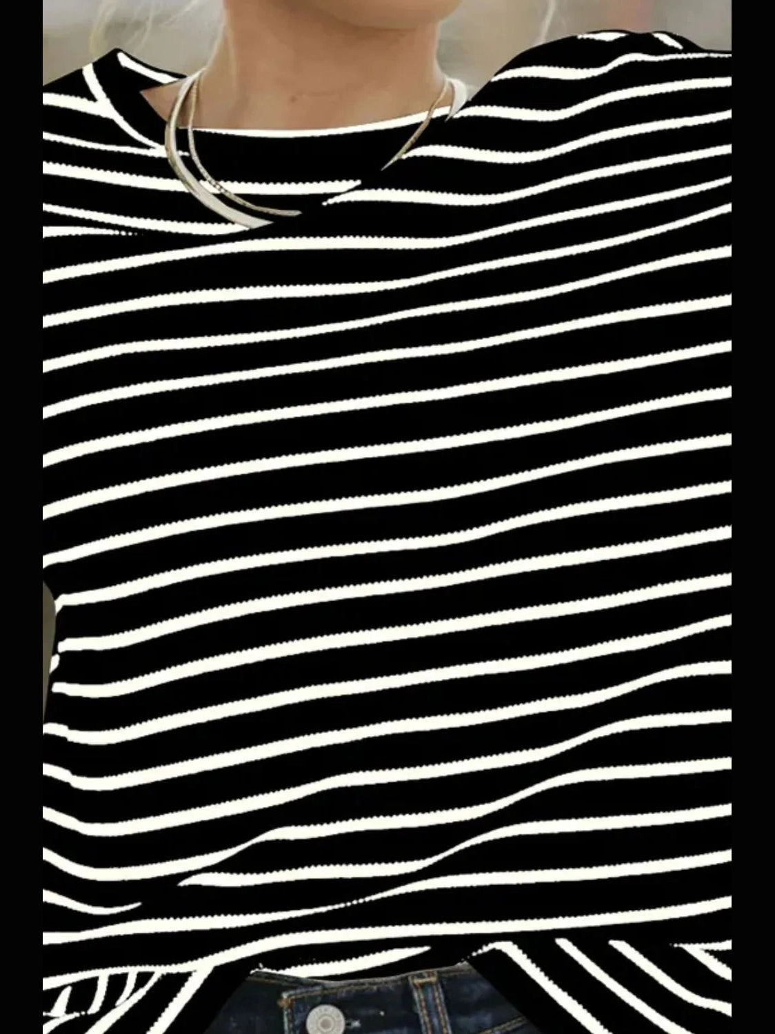 Striped Round Neck Dropped Shoulder Top NicholesGifts