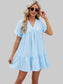 Women Ruched Tiered V-Neck Short Sleeve Mini Dress nicholesgifts
