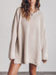 Openwork Round Neck Long Sleeve Slit Sweater nicholesgifts