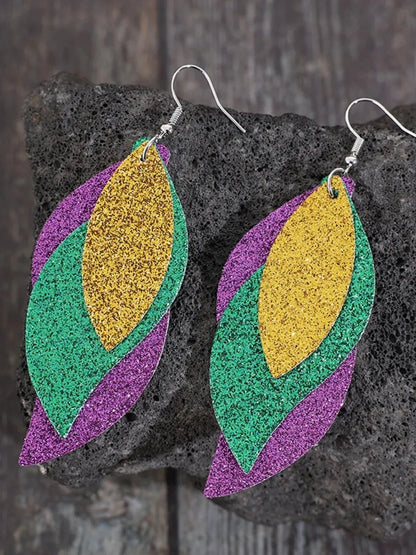 PU Leather Leaf Dangle Earrings nicholesgifts