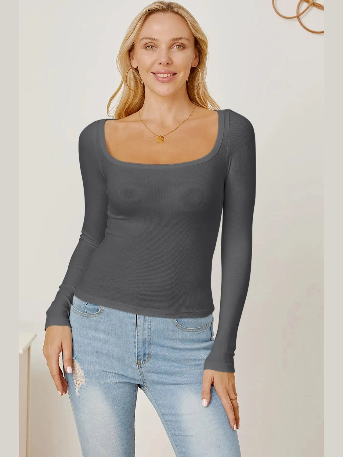 Square Neck Long Sleeve T-Shirt NicholesGifts