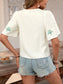 Embroidered V-Neck Short Sleeve Shirt nicholesgifts