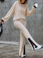 Contrast Round Neck Long Sleeve Top and Bootcut Pants Set nicholesgifts