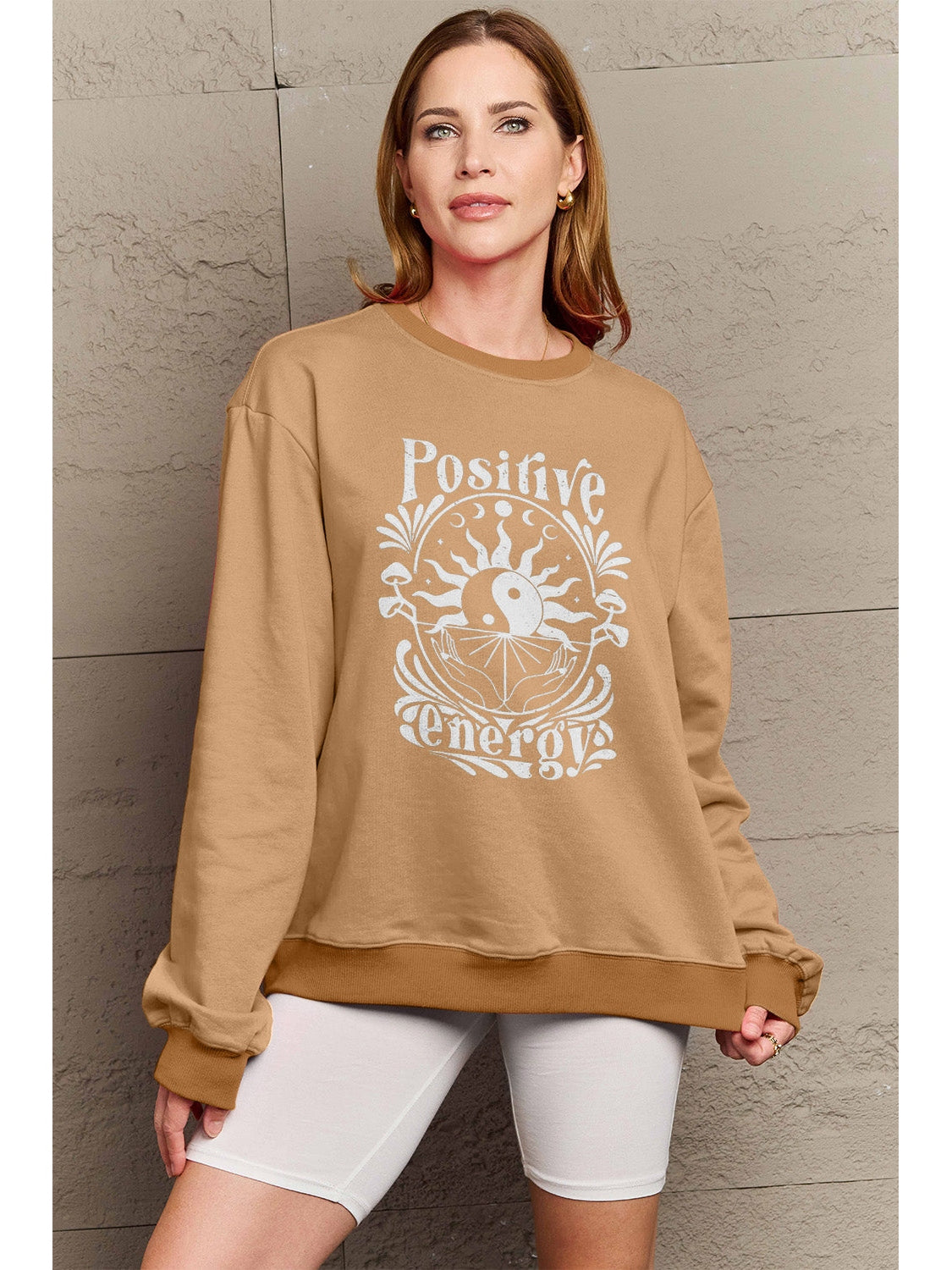 Simply Love Full Size POSITIVE ENERGY Graphic Sweatshirt NicholesGifts