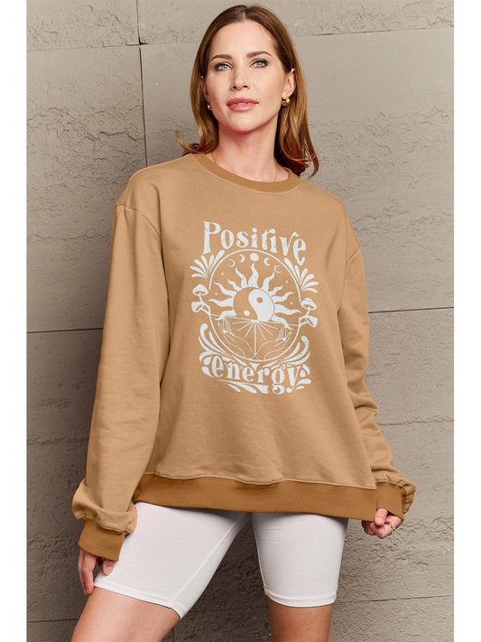 Simply Love Full Size POSITIVE ENERGY Graphic Sweatshirt NicholesGifts