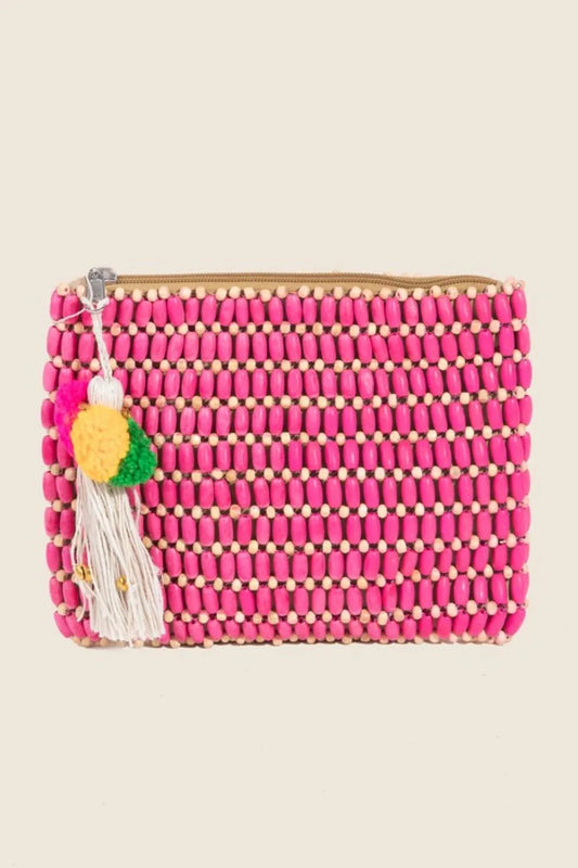 Fame Wooden Beaded Rectangle Bag Trendsi