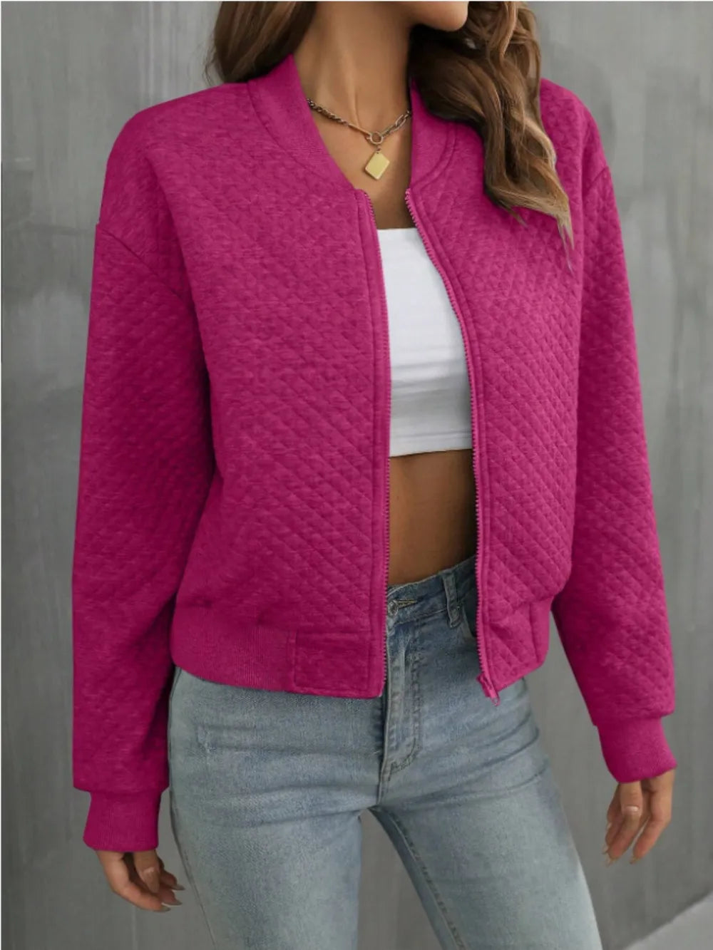 Zip Up Long Sleeve Jacket nicholesgifts