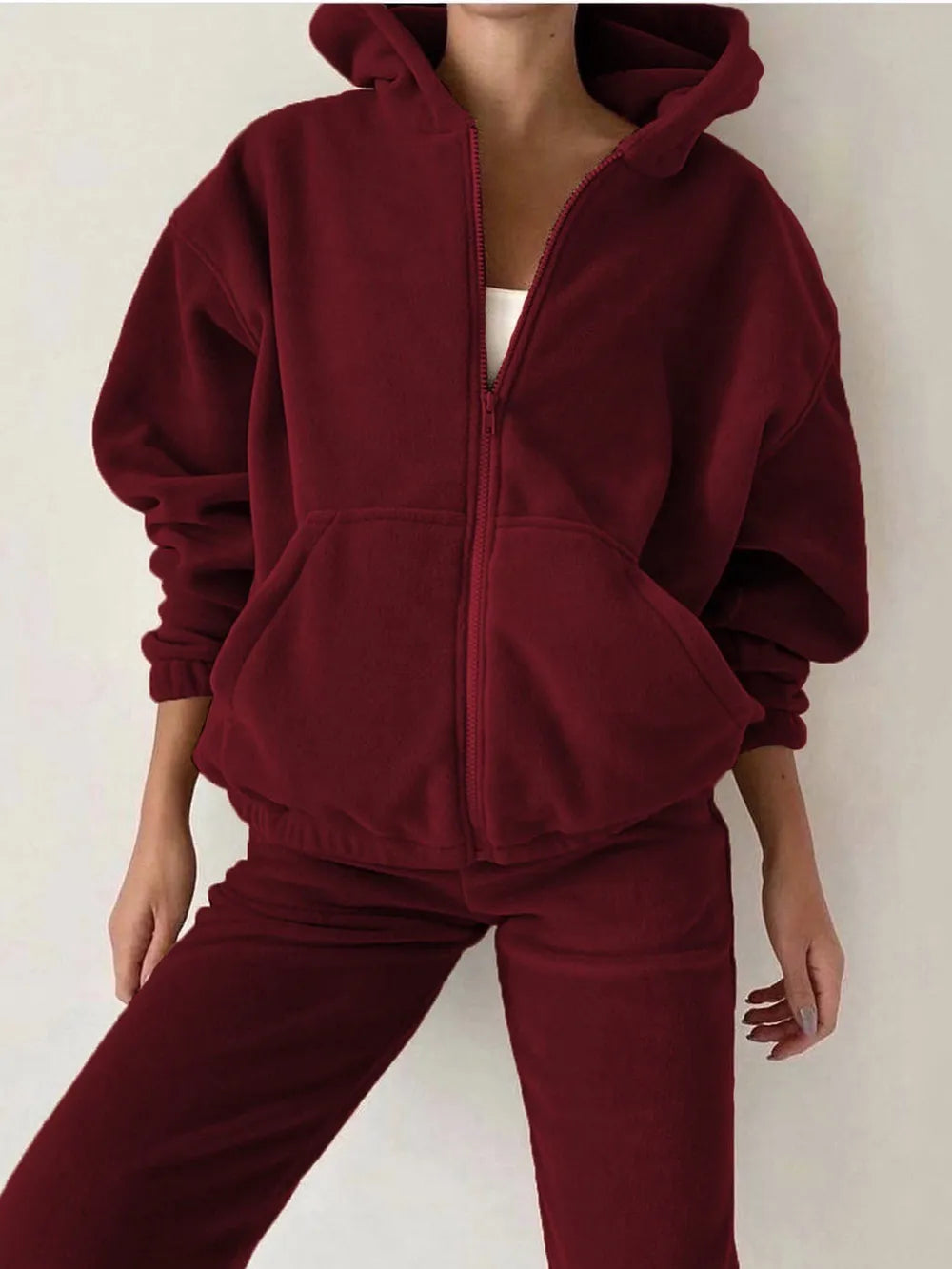 Zip Up Long Sleeve Hoodie and Joggers Set nicholesgifts