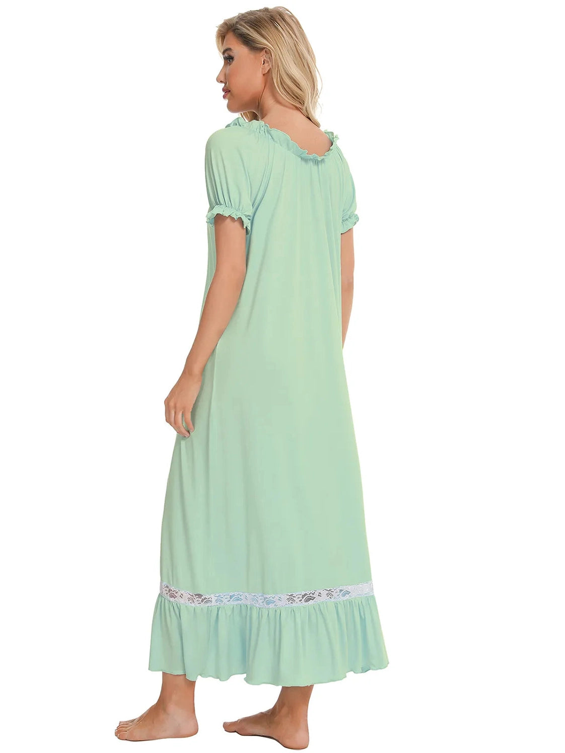 Lace Detail Short Sleeve Lounge Dress nicholesgifts