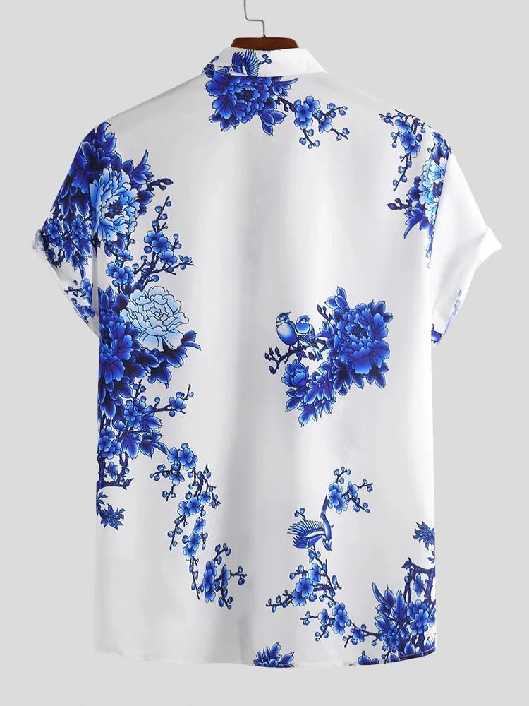 Men's Full Size Printed Short Sleeve Casual Shirt Plus Size NicholesGifts