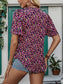 Women Printed Notched Flutter Sleeve Blouse nicholesgifts