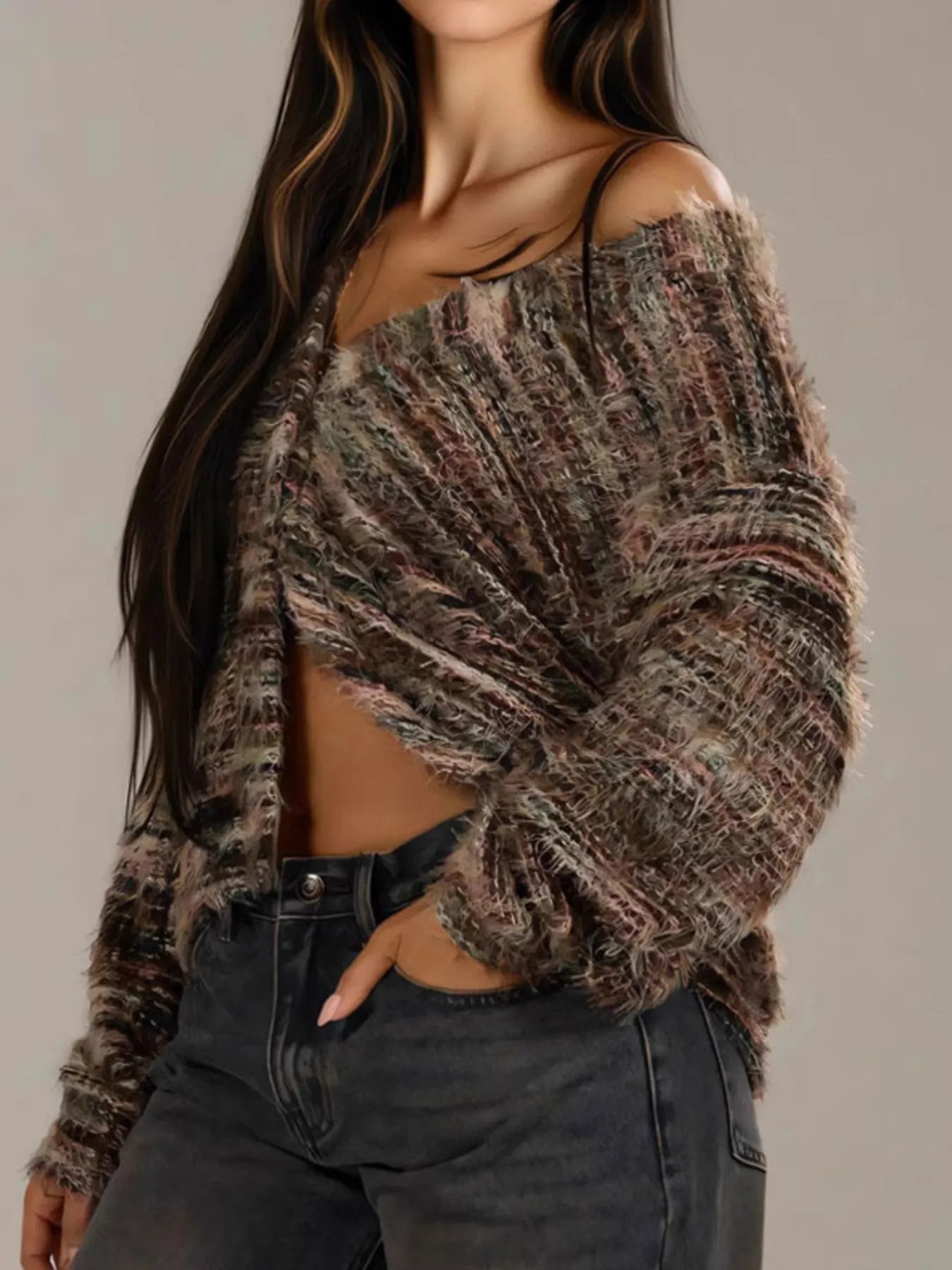 Fuzzy Button Down Chunky Cardigan