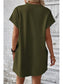 Women Pocketed Round Neck Short Sleeve Dress nicholesgifts