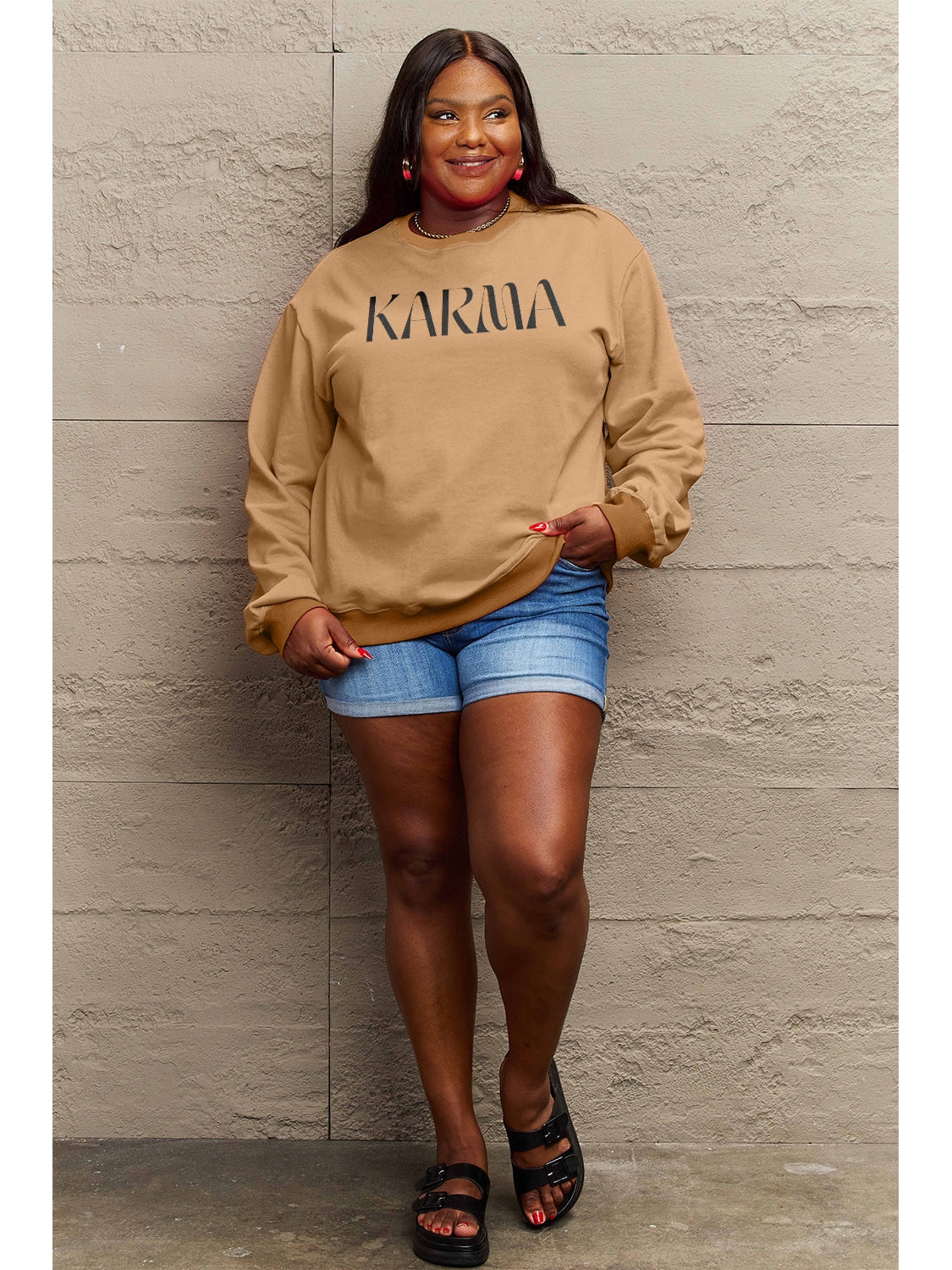 Simply Love Full Size KARMA Graphic Sweatshirt nicholesgifts