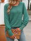 Women Decorative Button Round Neck Long Sleeve T-Shirt nicholesgifts