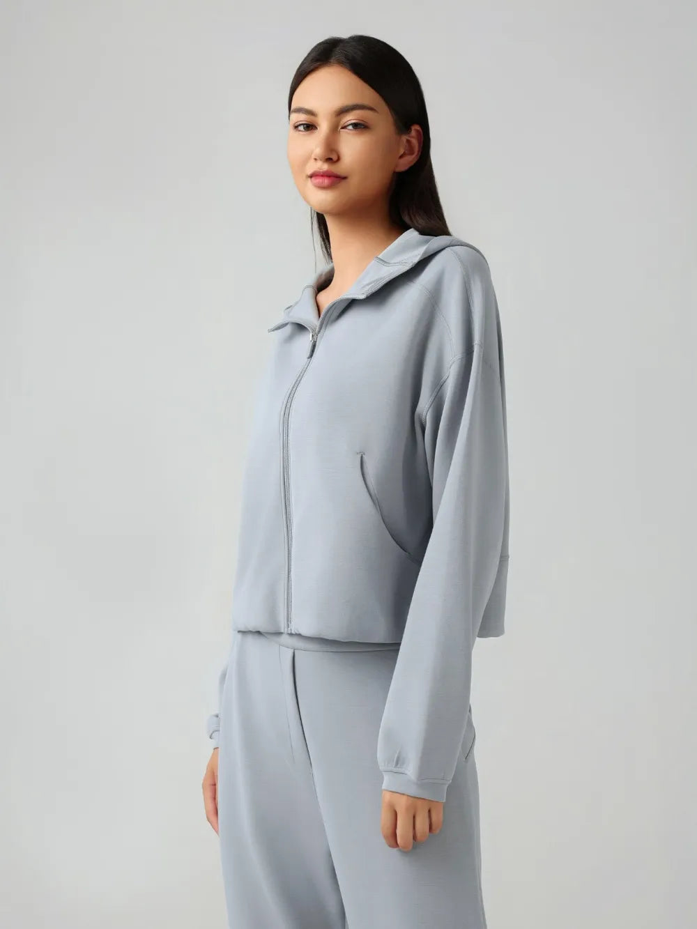 Millennia Zip Up Dropped Shouder Active Hooded nicholesgifts