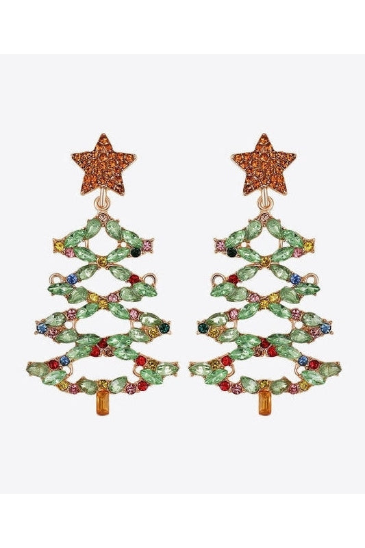 Christmas Tree Rhinestone Alloy Earrings NicholesGifts