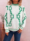 Contrast Round Neck Long Sleeve Sweater nicholesgifts
