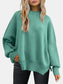 Round Neck Drop Shoulder Slit Sweater nicholesgifts