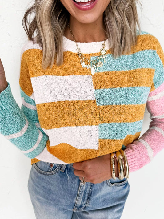 Color Block Striped Sweater
