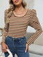 Striped Round Neck Long Sleeve T-Shirt nicholesgifts