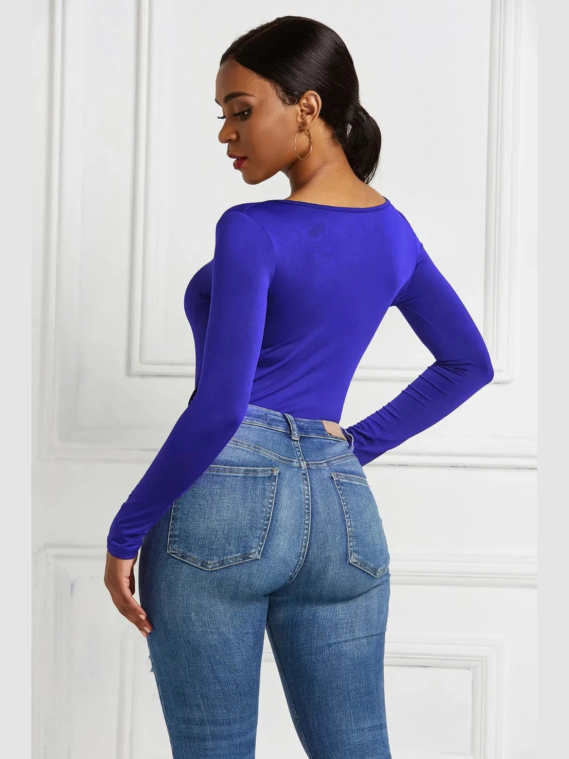 Half Zip Scoop Neck Long Sleeve Bodysuit nicholesgifts