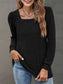 Heathered Square Neck Long Sleeve T-Shirt nicholesgifts
