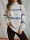 Geometric Mock Neck Dropped Shoulder Sweater nicholesgifts