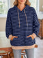 Lovelet Drawstring Striped Long Sleeve Hoodie Trendsi