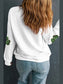 Sequin Lucky Clover Long Sleeve Sweatshirt Trendsi