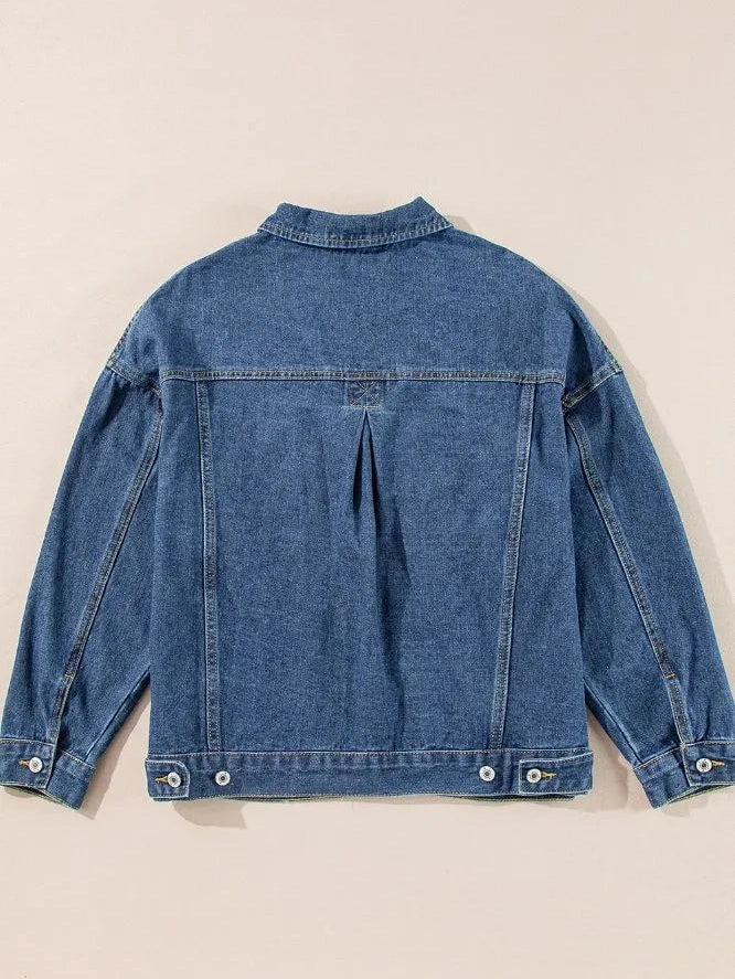 Pocketed Button Up Denim Jacket nicholesgifts