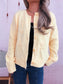 Flower Button Up Ribbed Hem Cardigan nicholesgifts