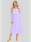 Lace Detail Square Neck Flounce Sleeve Night Dress nicholesgifts