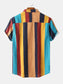 Men's Plus Size Multicolor Striped Short Sleeve Button Down Casual Shirt nicholesgifts